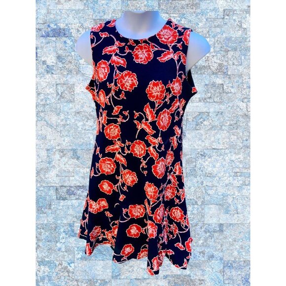 SHELBY & PALMER LADIES EXCELLENT/PRISTINE PREOWNED NAVY FLORAL FIT AND FLARE SLE - Picture 9 of 11